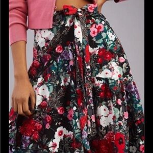 Anthropologie Multicolor Floral A-Line Skirt